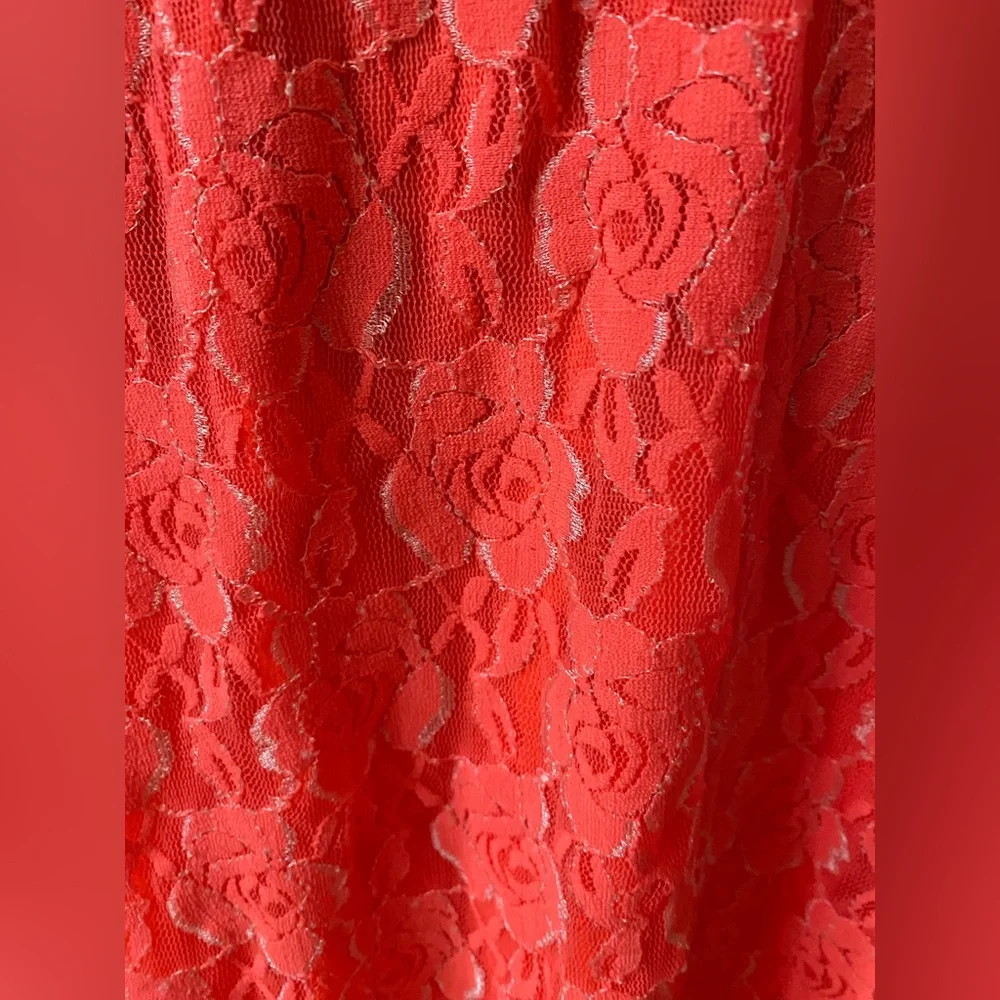 LuLaRoe: Vibrant Neon Coral Orange A-Line Lace Skirt